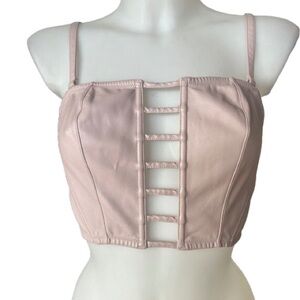Victoria’s Secret Pale Dusty Pink/Mauve Vegan Leather Corset Style Crop Top L